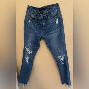 Judy Blue Skinny Distressed Ankle Jeans - Blue